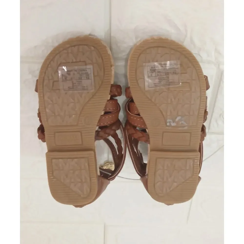 Michael Kors Toddler Girl Sandals Gladiator MK Brown Cognac Size 6